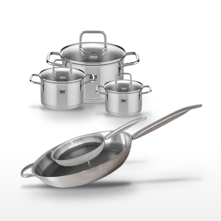 Batterie de cuisine Relief Solution en inox - 12/14/20 et 24/32 cm