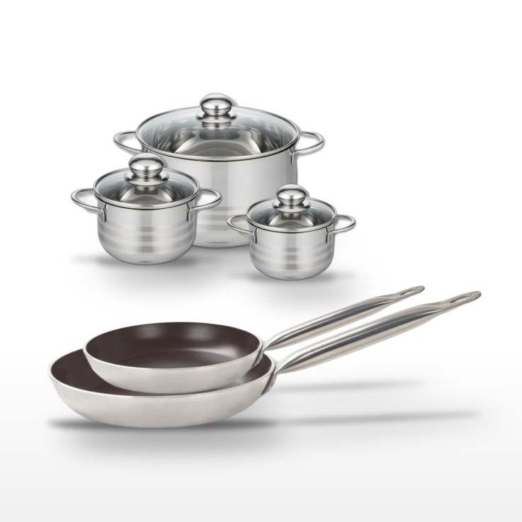 Batterie de cuisine Bistro Line en aluminium et inox - 28/32 cm, 12/14/20 cm - noire
