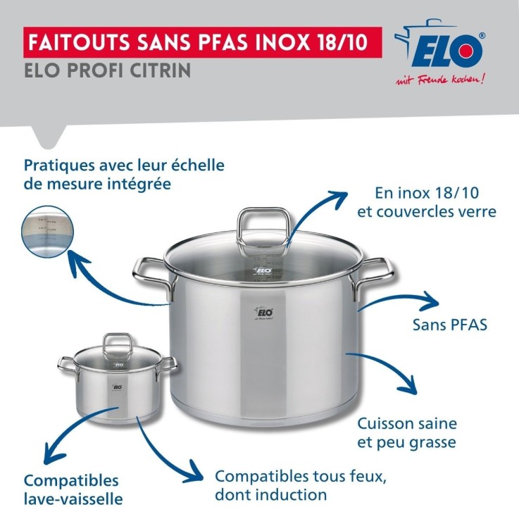 Batterie de cuisine Profi Citrin en inox - 12, 24 et 26 cm