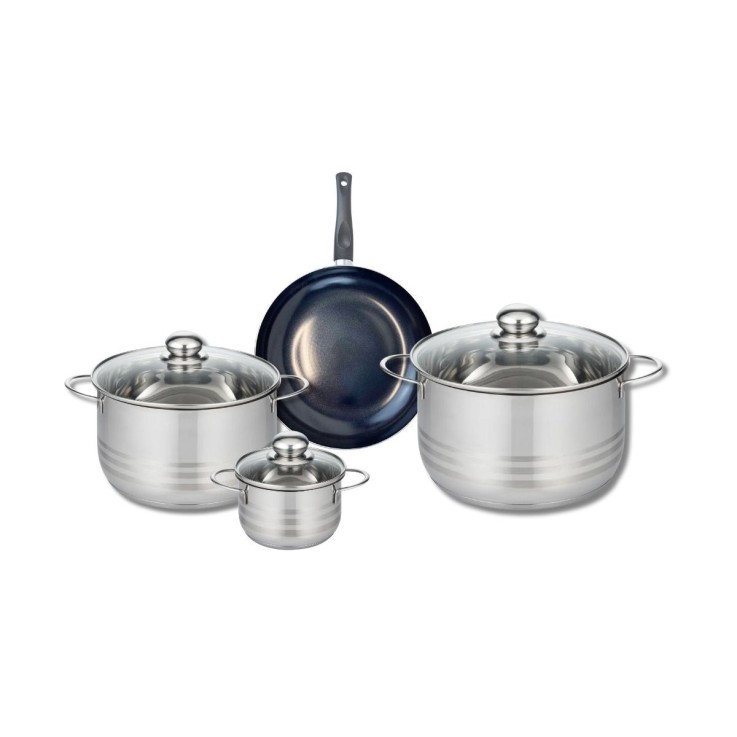 Batterie de cuisine Prima Brillant en aluminium et inox - 12/20/24 cm - noire