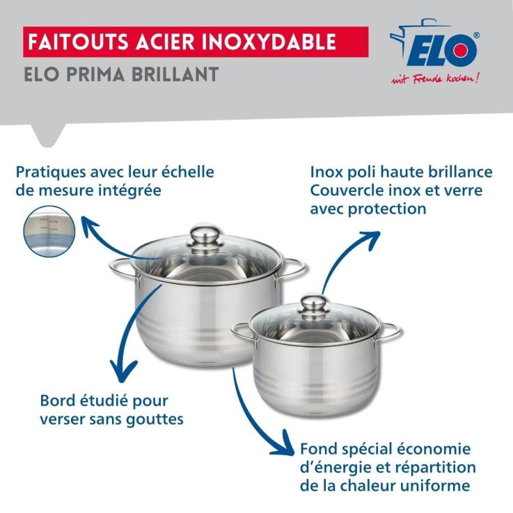 Batterie de cuisine Profi Brillant en inox - 3 pièces