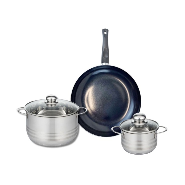 Batterie de cuisine Prima Brillant en aluminium et inox - 16/24/32 cm