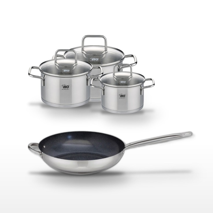 Batterie de cuisine Profi Therm Platinum en inox et céramique - 32 cm - 12, 14 et 16 cm