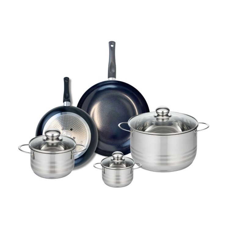 Batterie de cuisine Prima Brillant en aluminium et inox - 5 pièces - noire