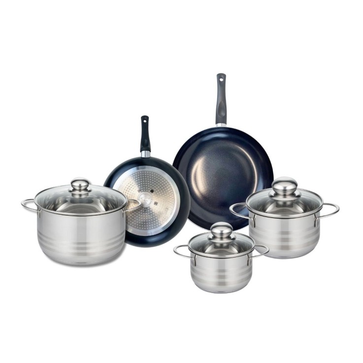 Batterie de cuisine Prima Brillant en aluminium et inox - 5 pièces - noire