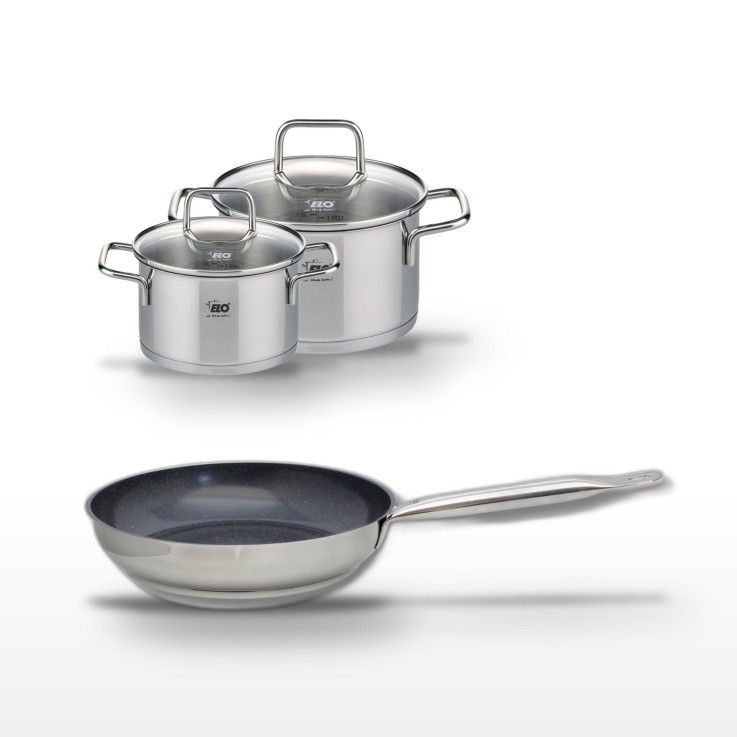 Batterie de cuisine Profi Therm Platinum en inox - poêle 24 cm - faitouts 16 et 20 cm
