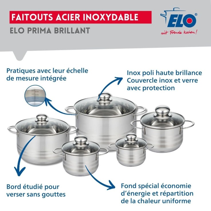 Batterie de cuisine Profi Brillant en inox - 6 pièces