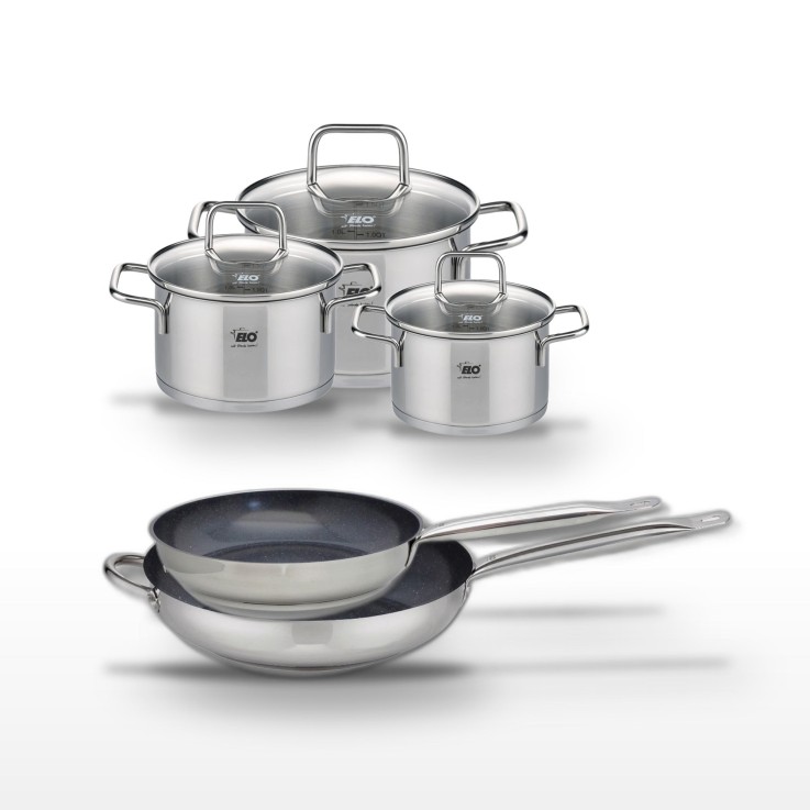 Batterie de cuisine Profi Therm Platinum en inox - 2 poêles - 3 faitouts