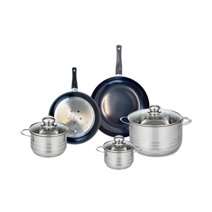 Batterie de cuisine Prima Brillant en aluminium et inox - 5 pièces - noire