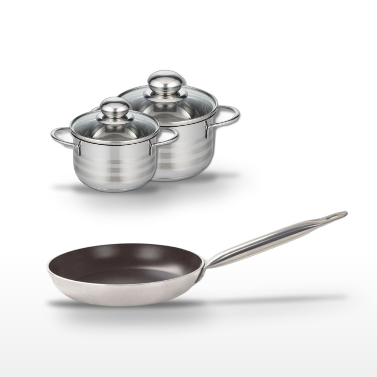 Batterie de cuisine Bistro Line en aluminium et inox - poêle 32 cm