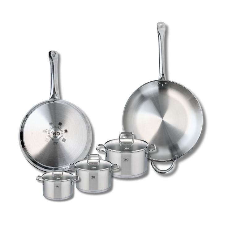 Batterie de cuisine Profi Citrin en inox - 2 poêles et 3 faitouts