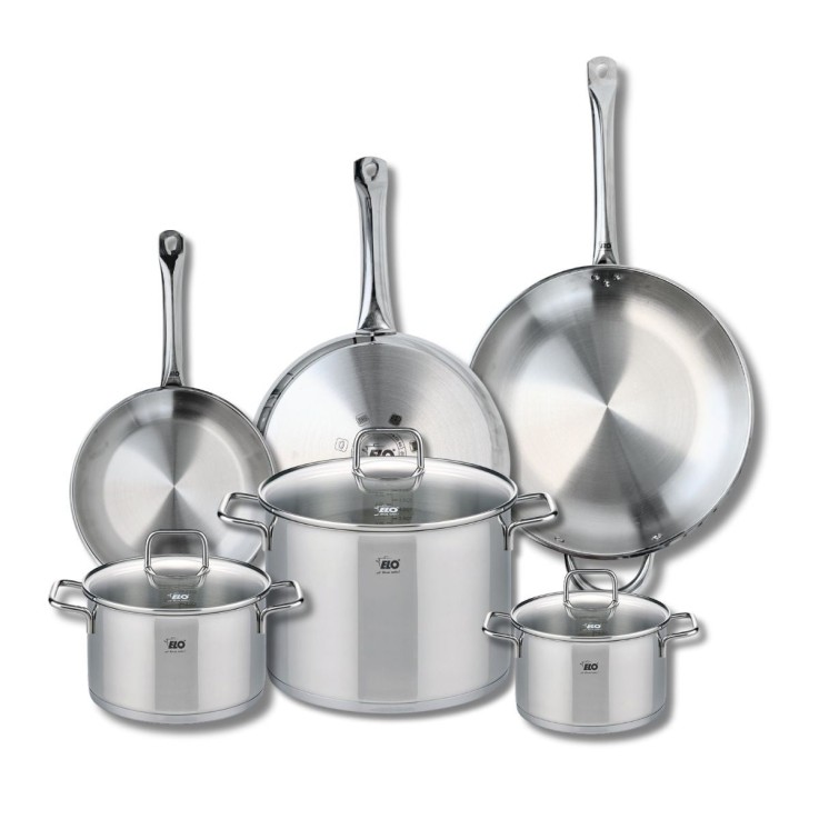Batterie de cuisine Profi Citrin en inox - 3 poêles et 3 faitouts