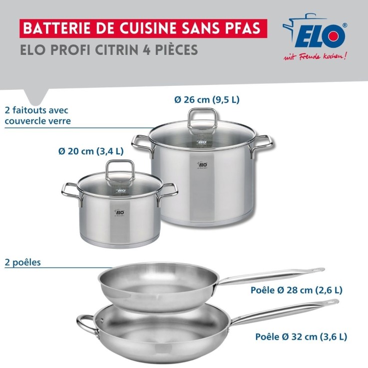 Batterie de cuisine Profi Citrin en inox - 6 pièces