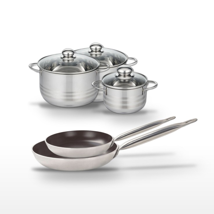 Lot de poêles et faitouts Bistro Line en aluminium et inox - noir
