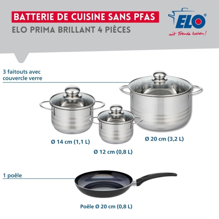 Batterie de cuisine Prima Brillant en aluminium et inox - 7 pièces