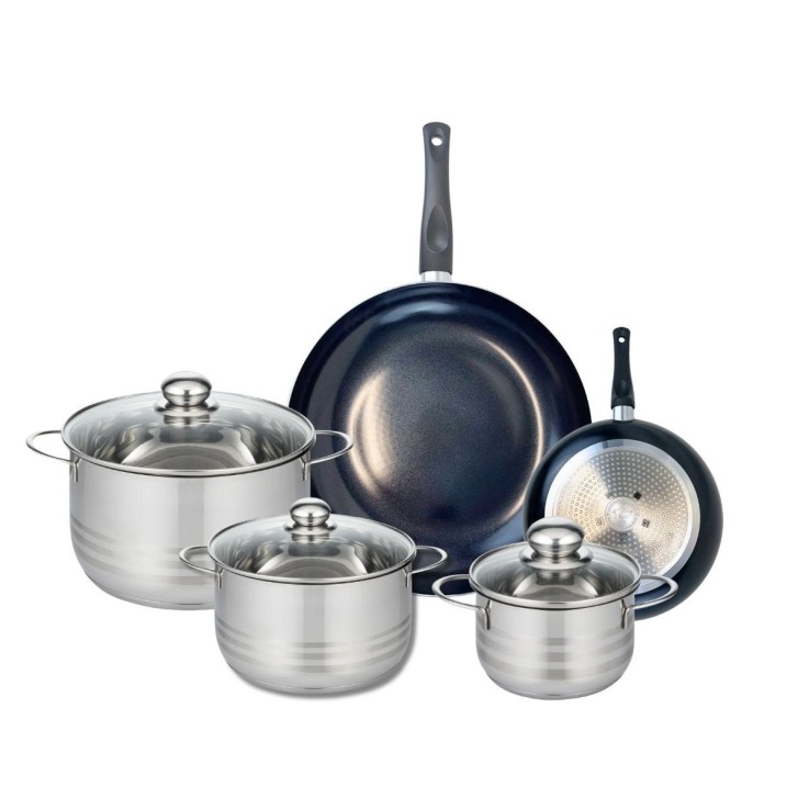 Batterie de cuisine Prima Brillant en aluminium et inox - 5 pièces - noire