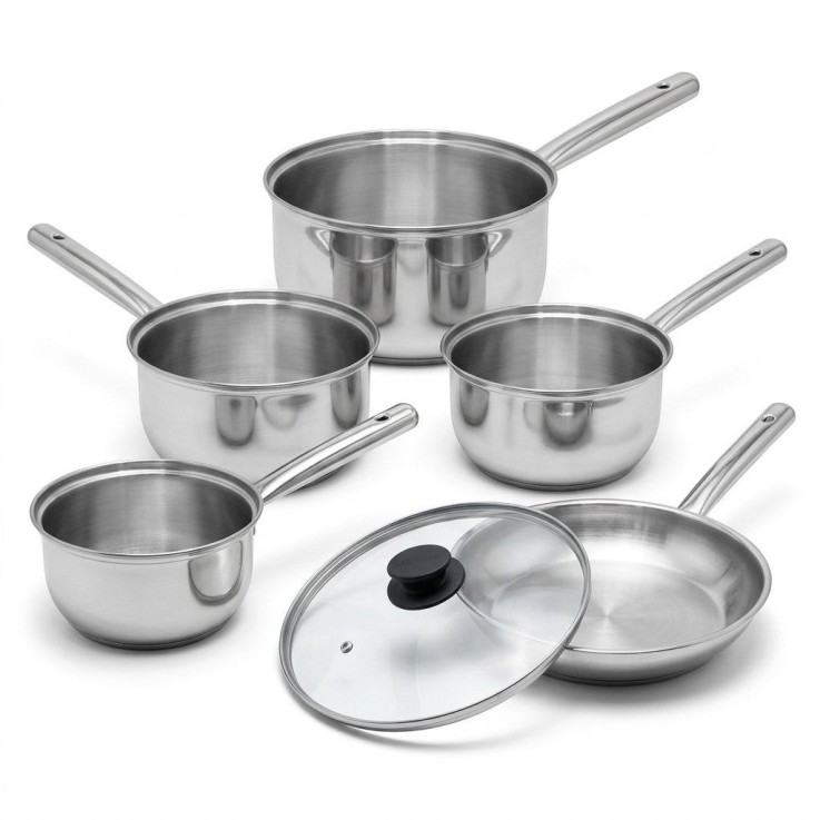 Batterie de cuisine Rhona en inox et verre - 16 à 28 cm