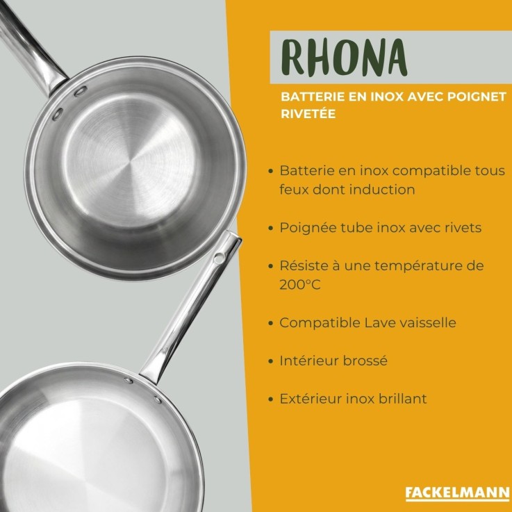 Batterie de cuisine Rhona en inox et verre - 16 à 28 cm