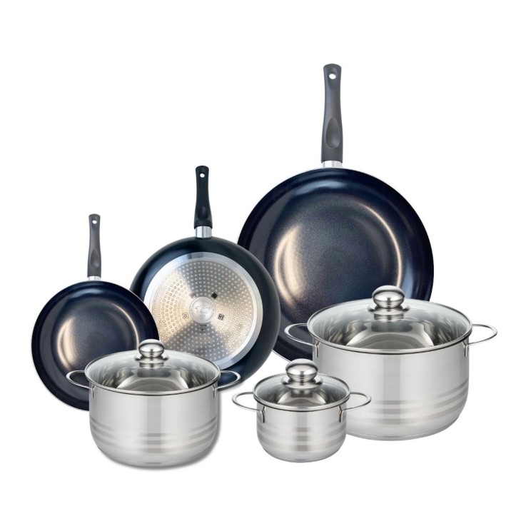 Batterie de cuisine Prima Brillant en aluminium et inox - 6 pièces