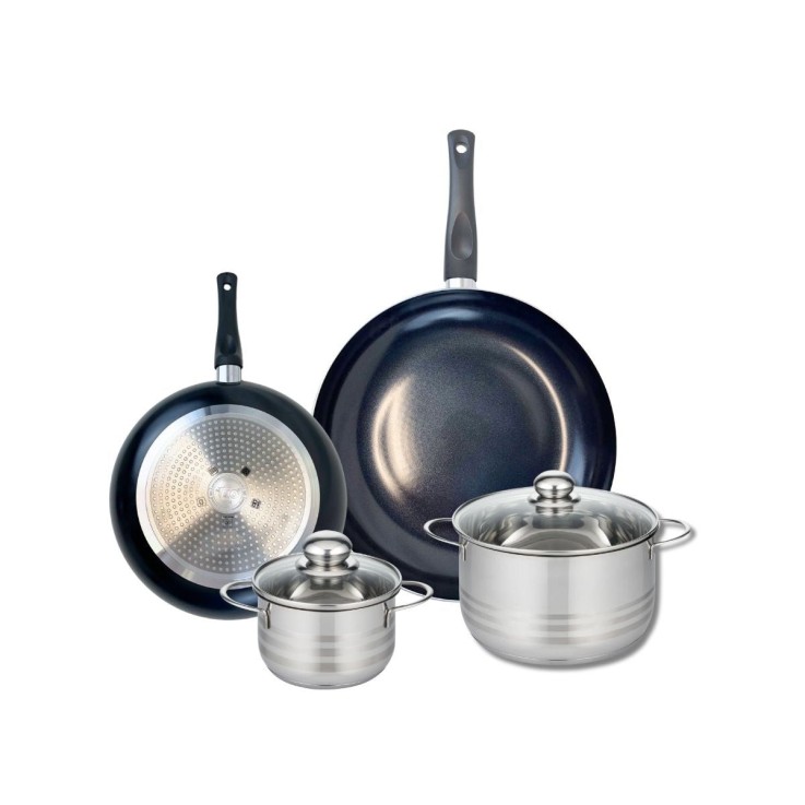 Batterie de cuisine Prima Brillant en aluminium et inox - 4 pièces - noire