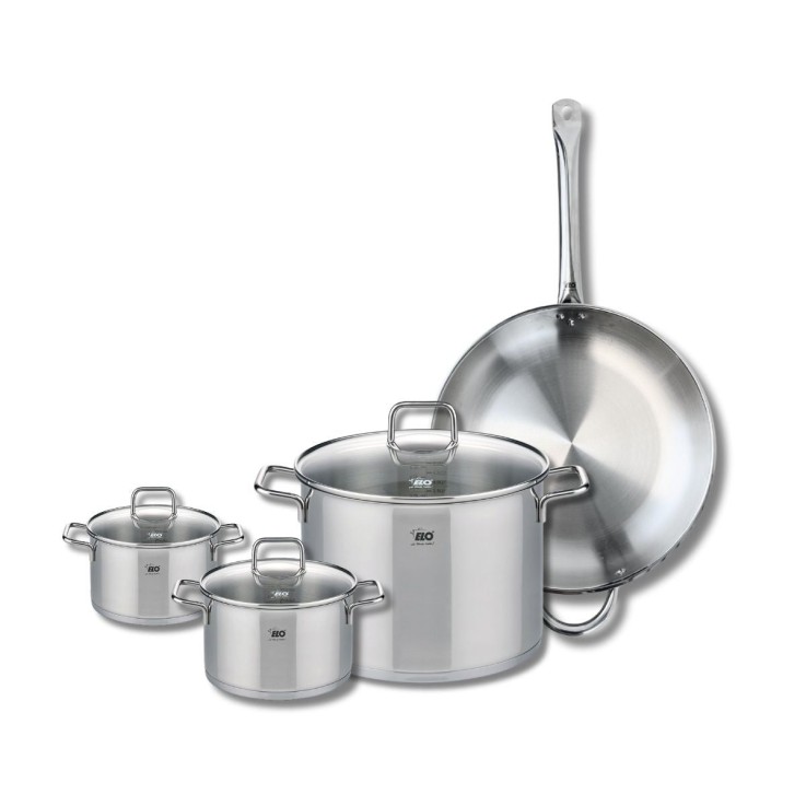 Batterie de cuisine Profi Citrin en inox - poêle et trois faitouts assortis