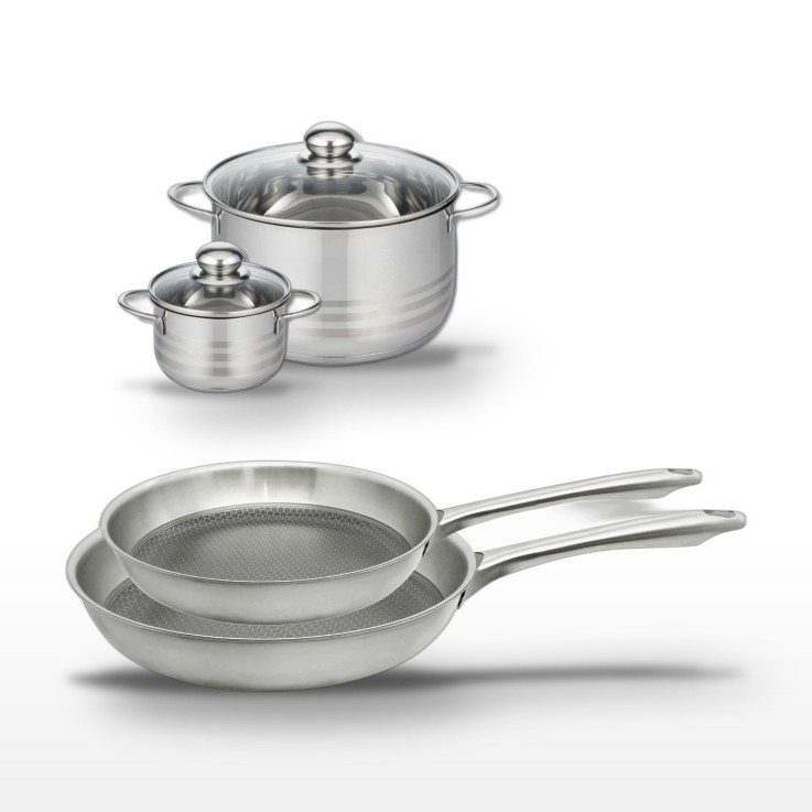 Batterie de cuisine Relief Passion en inox - 24/28 cm et 12/20 cm