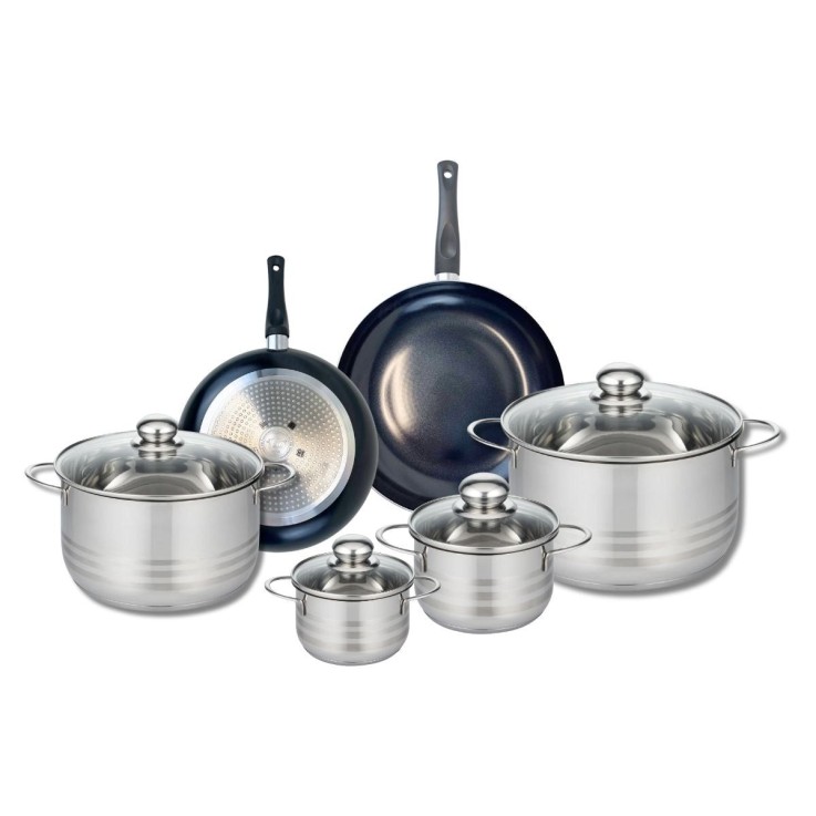 Batterie de cuisine Prima Brillant en aluminium et inox - 6 pièces