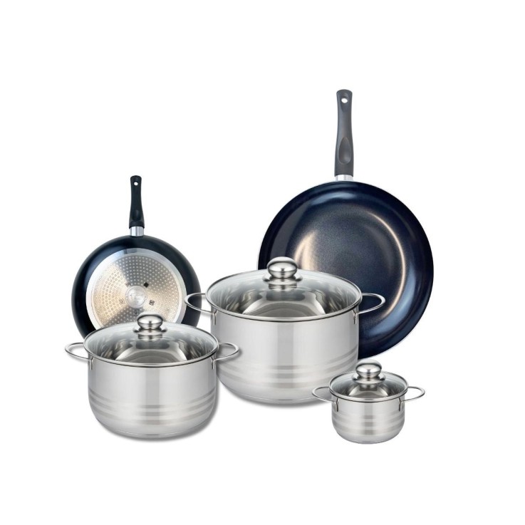 Batterie de cuisine Prima Brillant en aluminium et inox - 5 pièces - noire