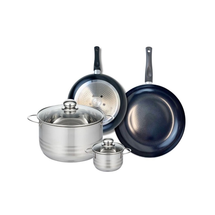 Batterie de cuisine Prima Brillant en aluminium et inox - 4 pièces
