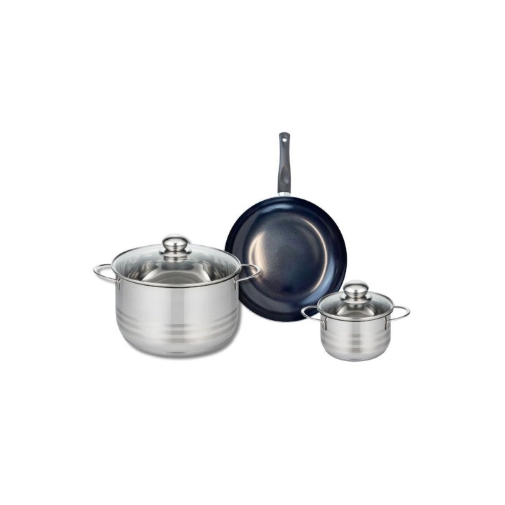 Batterie de cuisine Prima Brillant en aluminium et inox - 12/20 cm - noire