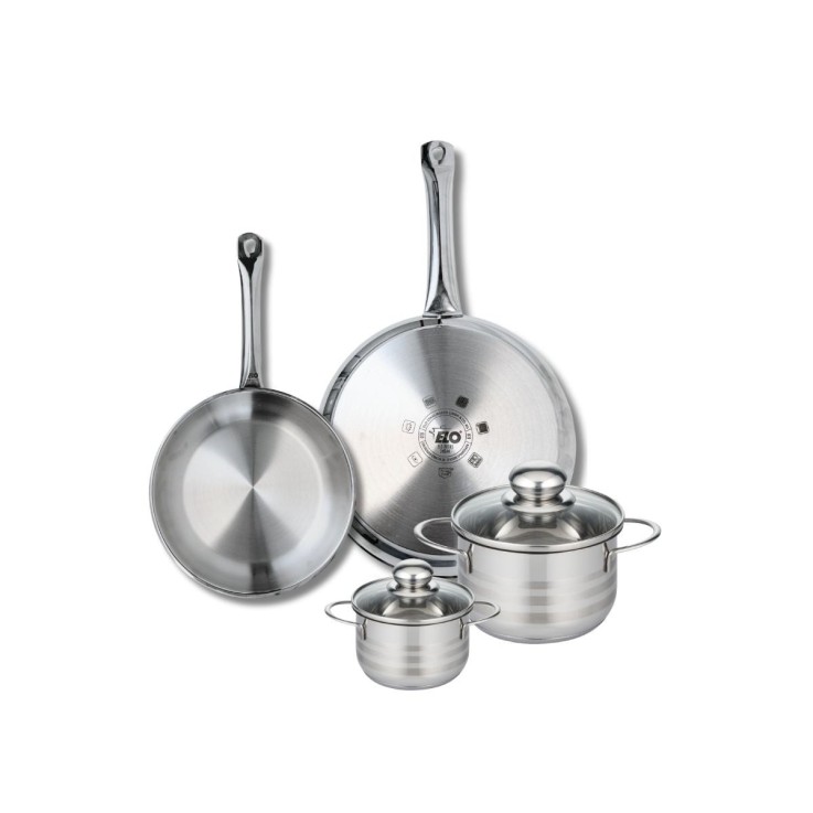 Batterie de cuisine Profi Brillant en inox - 2 poêles et 2 faitouts