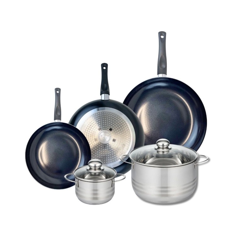 Batterie de cuisine Prima Brillant en aluminium et inox - 5 pièces