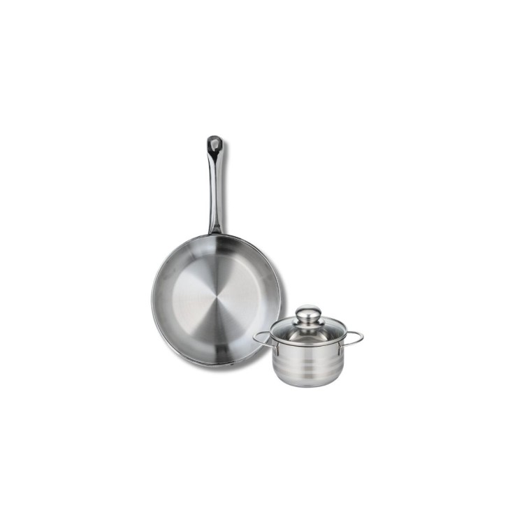 Ensemble poêle et faitout Profi Brillant en inox - 24 et 12 cm