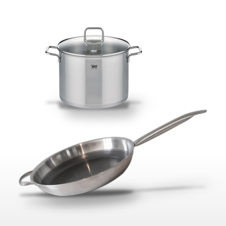 Batterie de cuisine Relief Solution en inox - 32 cm et 26 cm