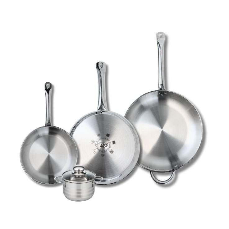 Batterie de cuisine Profi Brillant en inox - 24, 28 et 32 cm