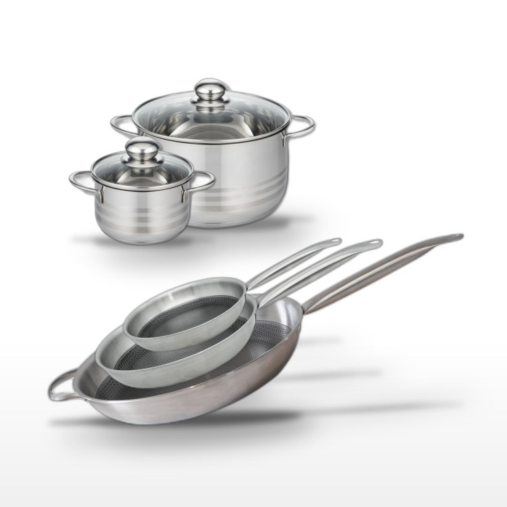 Batterie de cuisine Relief Solution en inox - 14 à 32 cm - noire