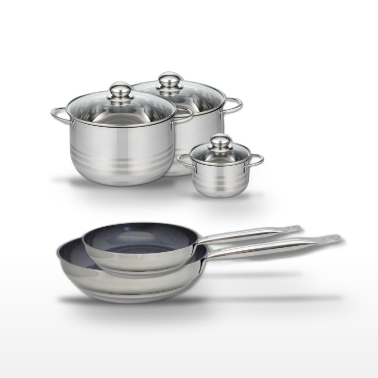 Batterie de cuisine Profi Therm Platinum en inox et verre - 5 pièces