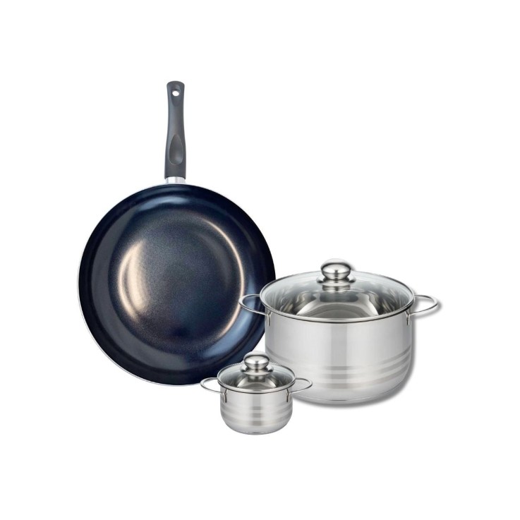 Batterie de cuisine Prima Brillant en aluminium et inox - 32 cm - noir