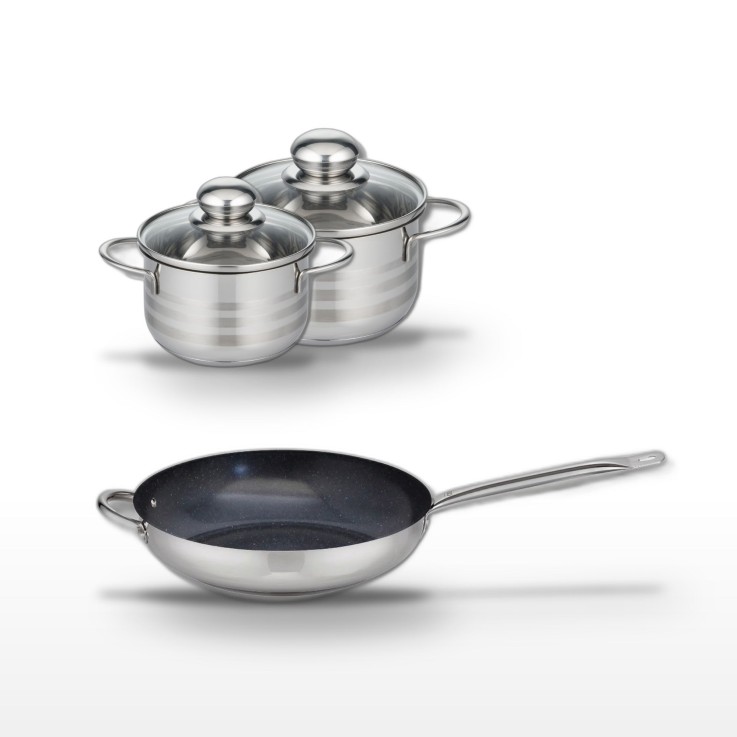 Batterie de cuisine Profi Therm Platinum en inox - 32 cm - 14/16 cm - grise