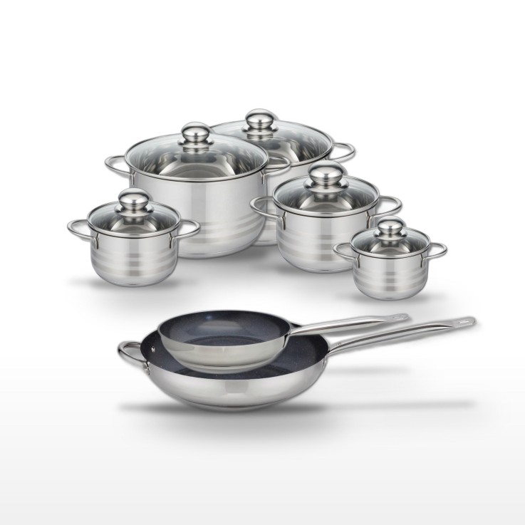 Batterie de cuisine Profi Therm Platinum en inox et céramique - 7 pièces