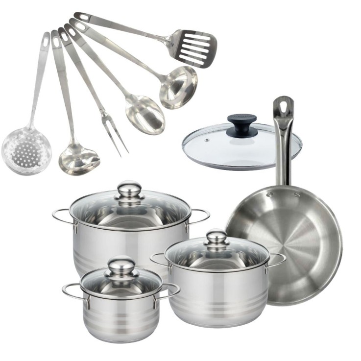 Batterie de cuisine Eterna en inox - 16, 20 et 24 cm - 11 pièces