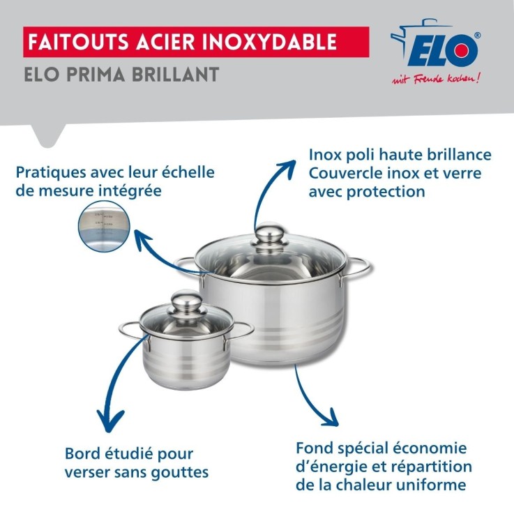 Batterie de cuisine Prima Brillant en aluminium et inox - 6 pièces - noire