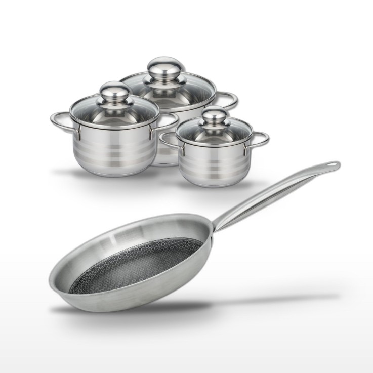 Batterie de cuisine Relief Solution en inox - 28 cm - 12/14/16 cm