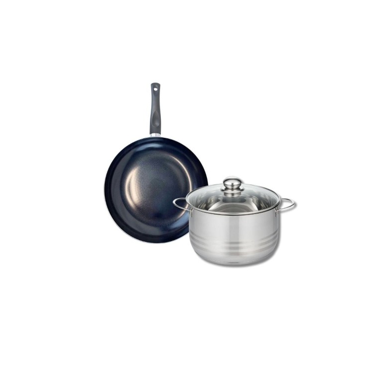 Batterie de cuisine Prima Brillant en aluminium et inox - 24 cm et 20 cm