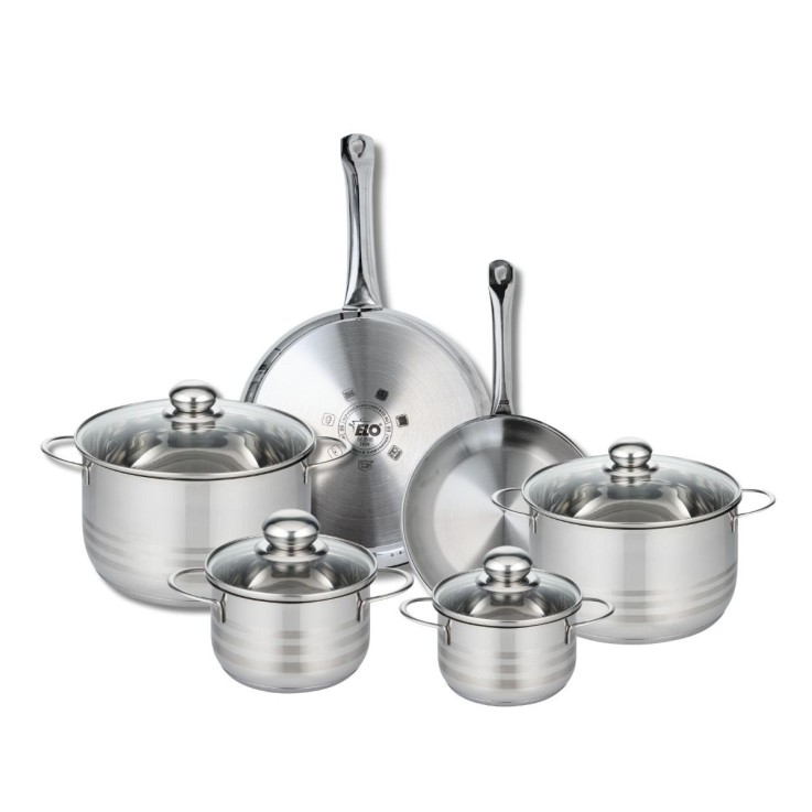 Batterie de cuisine Profi Brillant en inox - 2 poêles et 4 faitouts