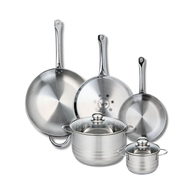 Batterie de cuisine Profi Brillant en inox 18/10 - 3 poêles et 2 faitouts