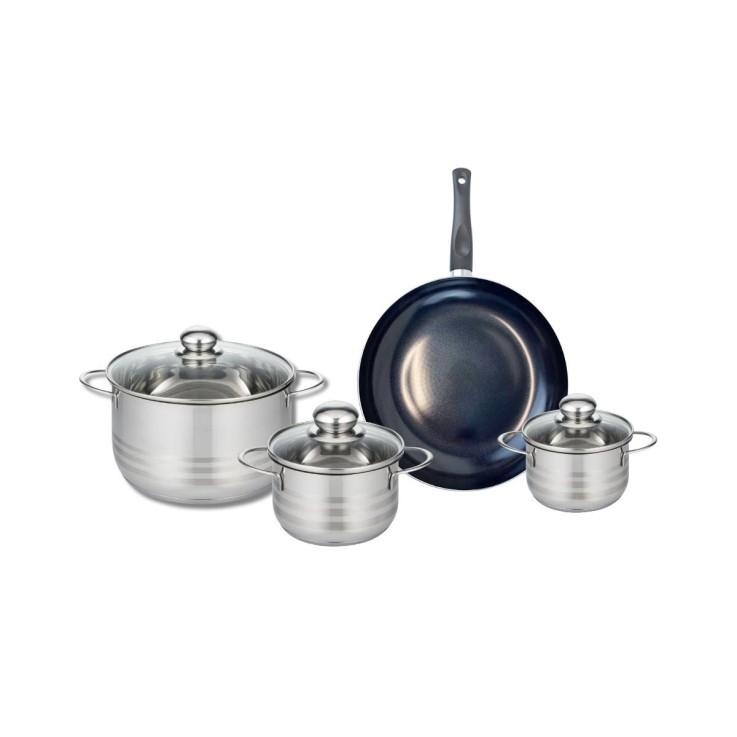 Batterie de cuisine Prima Brillant en aluminium et inox - 24 cm - 12, 14 et 20 cm