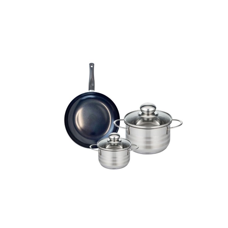 Batterie de cuisine Prima Brillant en aluminium et inox - 20 cm - 12 et 16 cm