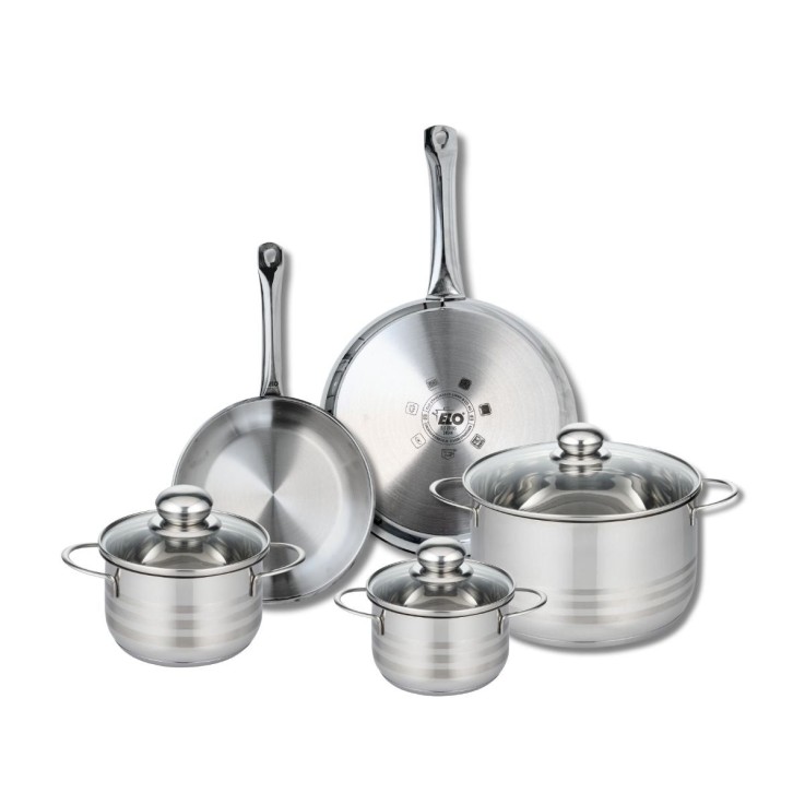 Batterie de cuisine Profi Brillant en inox - 2 poêles et 3 faitouts
