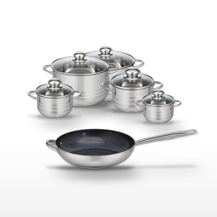 Batterie de cuisine Profi Therm Platinum en inox et céramique - 32 cm - grise